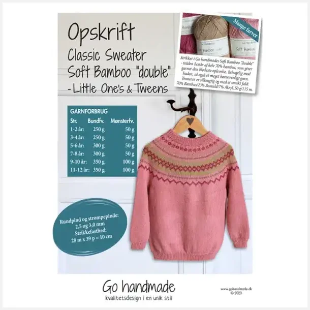 Go Handmade opskrift - Classic Sweater Soft Double - Little One's &amp; Tweens (1 - 12 r) - Girls - DK